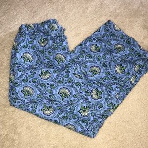 Blue/Green Flower Cotton Pajama Pants